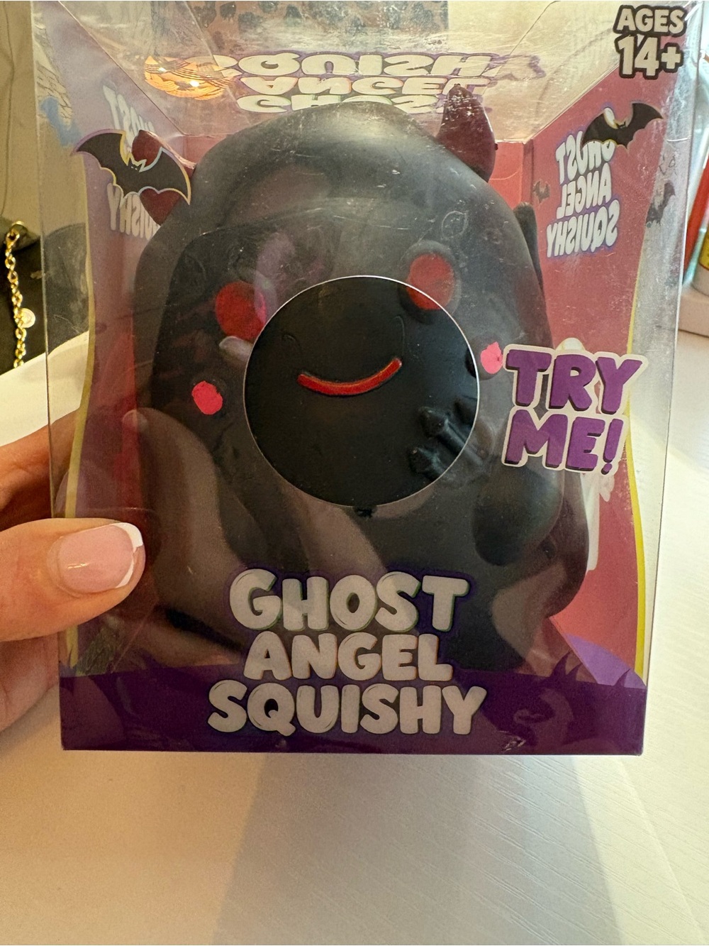 Jumbo Ghost Angel Squishy Soft Toy - Black bat